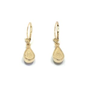 Gold Quartz Tear Drop Leverback Earrings
