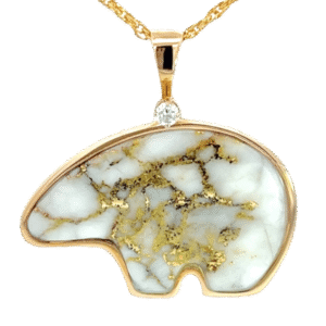 Gold Quartz Bear Pendant, Alaska Mint