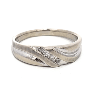 Estate 10k Diamond & White Gold Mens Ring 071099
