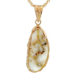 14k Freeform Gold Quartz Pendant, Alaska Mint