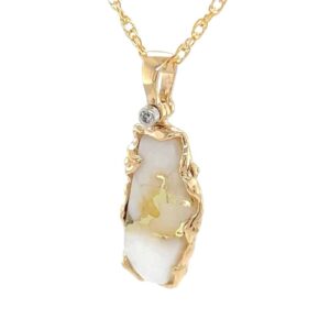 14k Freeform Gold Quartz Pendant, Alaska Mint