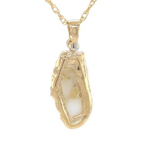 14k Freeform Gold Quartz Pendant, Alaska Mint