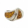Diamond & Gold Nugget 14k White Gold Ladies Ring