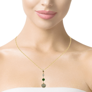 Gold quartz, Tsavorite, Diamond, Round, Pendant, Alaska Mint, 14k, 073779 $590