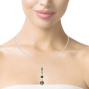 Gold quartz, Tsavorite, Diamond, Round, White gold, Pendant, Alaska Mint, 14k, 073780 $590