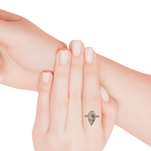 Gold quartz, Diamond, Teardrop, Ring, Alaska Mint, 14k, 579g2 $1570