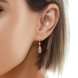 Gold quartz, Teardrop, Earrings, Leverback, Alaska Mint, 14k, FFLE085G2 $1260