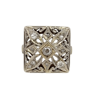 Estate, Ring, Diamond, 14k, Alaska Mint, Sz 7.5, .75”X.75, 073961 $1765