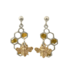 Sterling Silver Honey Bee Gold Nugget Earrings, Alaska Mint