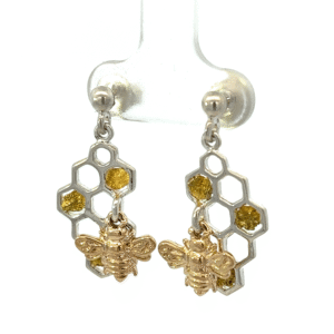 Gold Nugget, Honey Bee, Earrings, Alaska Mint, ER-519-SS, $724.99