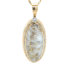 Diamond Halo Gold Quartz Oval Pendant, Alaska Mint