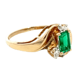 Lab Grown Emerald & Diamond Estate Ring, Alaska Mint