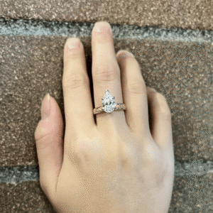 2.00 Ct Pear Lab Grown Diamond in 14k Yellow Gold Ladies Ring, Alaska Mint