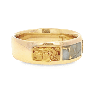Men's Gold Nugget Gold Quartz Ring, Alaska Mint