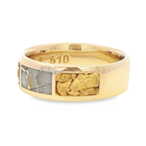 Men's Gold Nugget Gold Quartz Ring, Alaska Mint