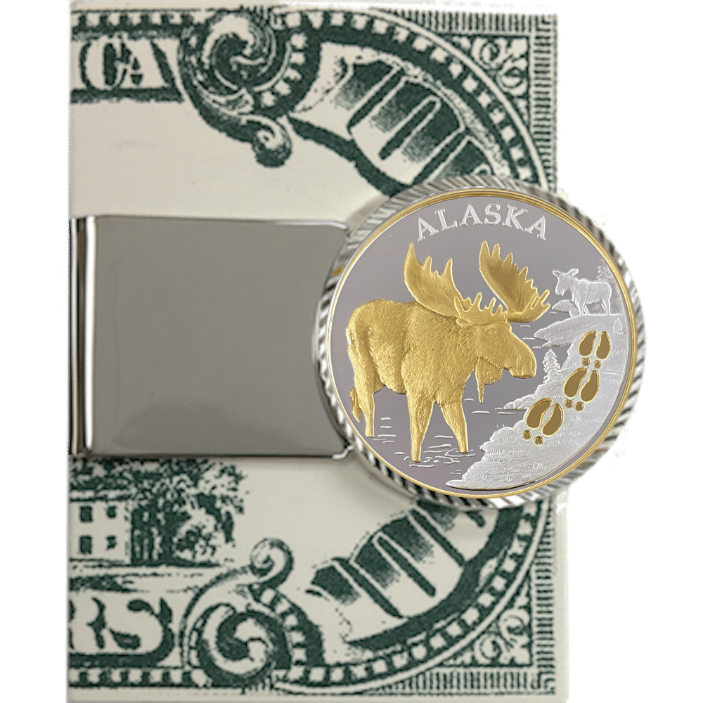 Money Clip with 1 oz. or 1/4 oz. Moose Track Medallion - Image 2