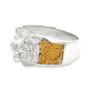 Carved Bear Gold Nugget Ring, Alaska Mint