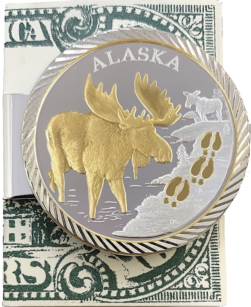 Money Clip with 1 oz. or 1/4 oz. Moose Track Medallion