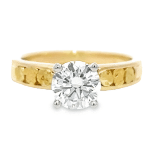 1.01 Ct Round Lab Grown Diamond in 14k Yellow Gold Ladies Ring, Alaska Mint