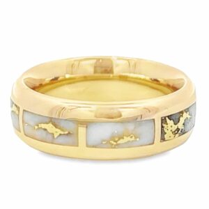 8 Rectangle Section Inlaid Gold Quartz Eternity Band, Alaska Mint