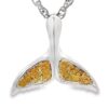 Gold Nugget Silver Whale Tail Pendant, Alaska Mint