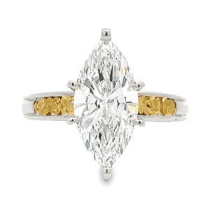 2.90ct Marquise Lab Grown Diamond in 14k White Gold & Nuggets, Alaska Mint