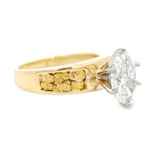 1.80ct Marquise Lab Grown Diamond in 14k Yellow Gold & Nuggets, Alaska Mint
