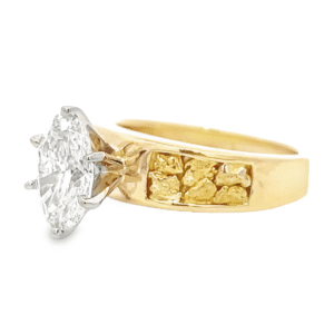 1.80ct Marquise Lab Grown Diamond in 14k Yellow Gold & Nuggets, Alaska Mint