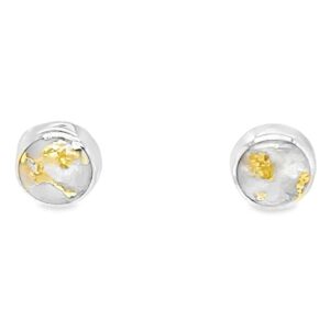 White 14k Gold with Gold Quartz Post Earrings, Alaska Mint