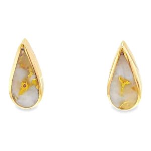 Teardrop Stud Gold Quartz Earrings, Alaska Mint