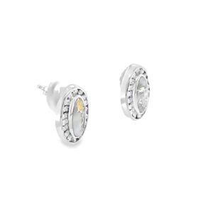 White Gold Round Diamonds & Gold Quartz Earrings, Alaska Mint