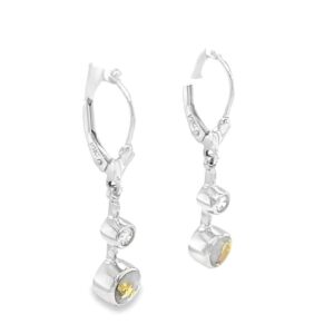 White Gold Circle Gold Quartz Earrings with Diamonds, Alaska Mint