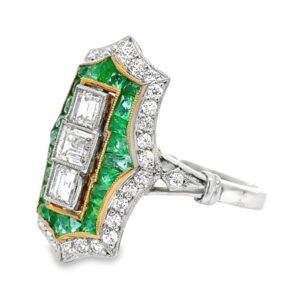 Platinum Emerald & Diamond Ring, Alaska Mint