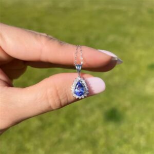 Platinum Pear Tanzanite & Diamond Necklace, Alaska Mint
