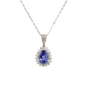 Platinum Pear Tanzanite & Diamond Necklace, Alaska Mint