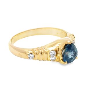 Pear 1.3ct Sapphire & Diamond Ring, Alaska Mint