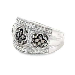 Black & White Diamond 14k White Gold Ring, Alaska Mint