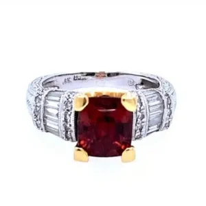 2-Tone Zircon & Diamond 18k Ring, Alaska Mint