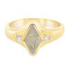 Diamond Shaped Gold Quartz Diamond Ring Inlaid Design, Alaska Mint