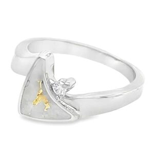 Curved Triangle Gold Quartz White Gold & Diamond Ring, Alaska Mint