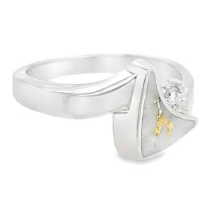 Curved Triangle Gold Quartz White Gold & Diamond Ring, Alaska Mint