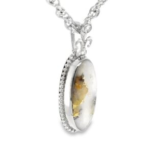 White Gold Oval Gold Quartz Pendant, Alaska Mint