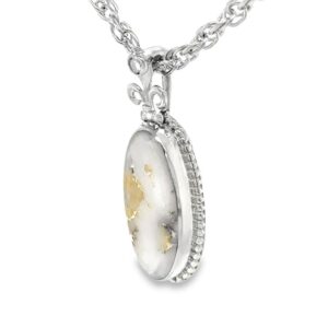 White Gold Oval Gold Quartz Pendant, Alaska Mint