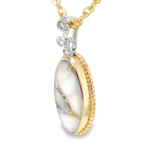 14k 2-Tone Oval Gold Quartz Pendant, Alaska Mint