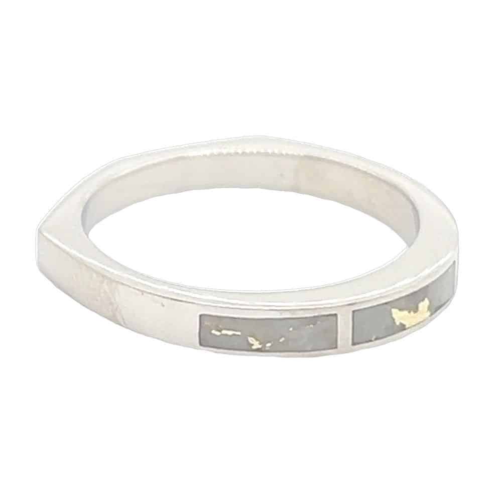 White Gold Gold Quartz Rectangle Inlaid Band, Alaska Mint
