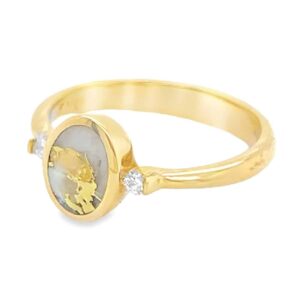 Round Diamond Gold Quartz Oval Ring, Alaska Mint