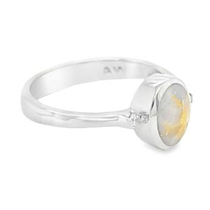 Oval with Diamonds Gold Quartz Ring White Gold, Alaska Mint