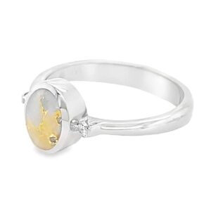 Oval with Diamonds Gold Quartz Ring White Gold, Alaska Mint