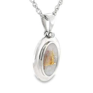 White Gold Oval Gold Quartz Pendant, Alaska Mint