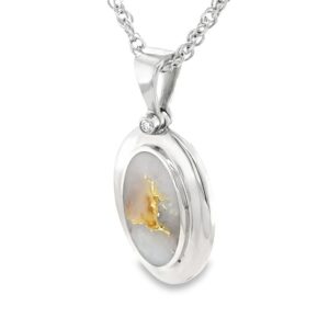 White Gold Oval Gold Quartz Pendant, Alaska Mint